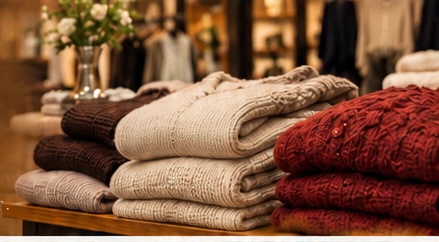Cozy sweaters and knitwear displayed at the boutique